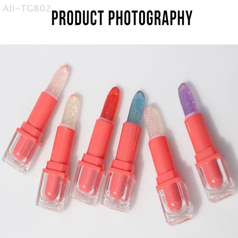 1Pc BSIMONE 글리터 립스틱 립밤 - 컬러 체인지 모이스춰라이징 크리스탈 젤리 펄센트 립 플럼퍼 글로스 코스메틱