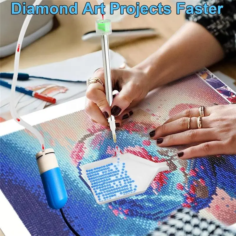 J1UL1N Electric Diamond Art Painting Pen With Storage Tray, Diamond Art Pen, Painter Vacuum Tool For Diamond Painting