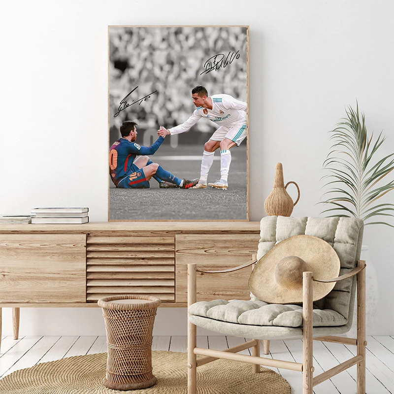 Fashion Famous Messi Neymar Footballer Posters Canvas Painting Wall art for Modern Living Room Soccer Player Wall Art Room Decor