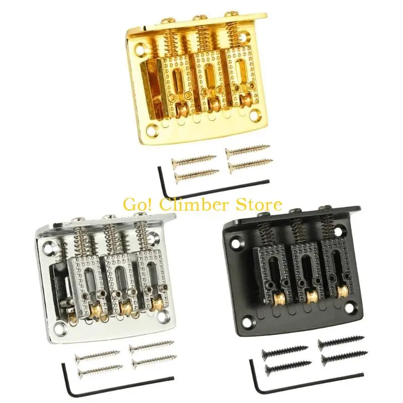 Q84C 3-String Guitar Bridge Saddle with 4 Pieces Mounting Screws for Electric Guitar