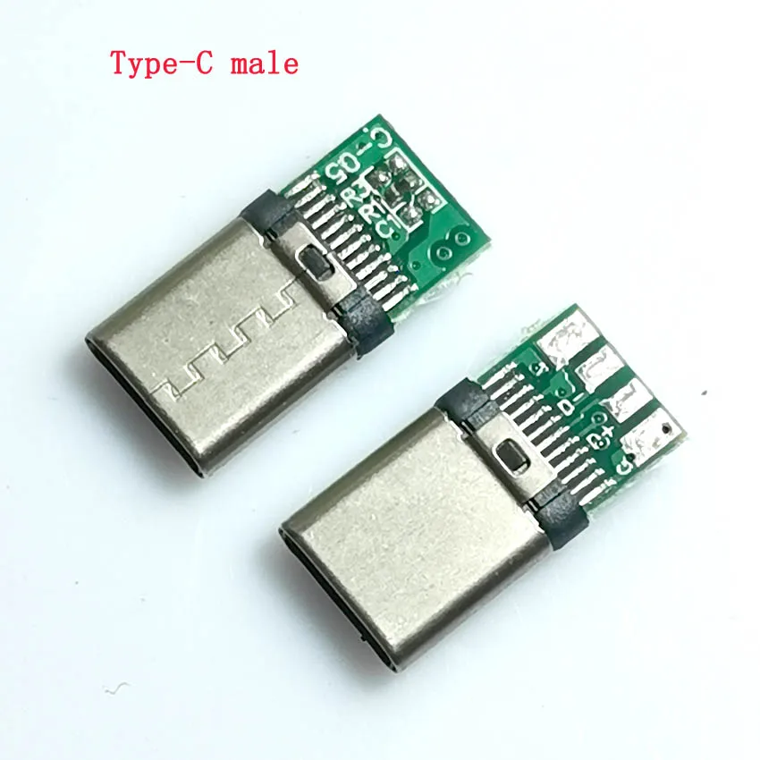 1-20PCS Super quick-charging type-c male 24pin over-5A flash-charging stretched shell solder joint pad connector