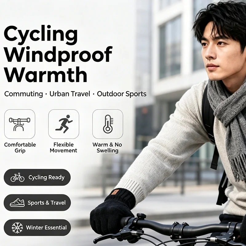 1/2/3Pairs Winter Windproof Gloves Cold-proof Full Finger Touch Screen Cycling Gloves Elastic Thicken Outdoor Sport Gloves