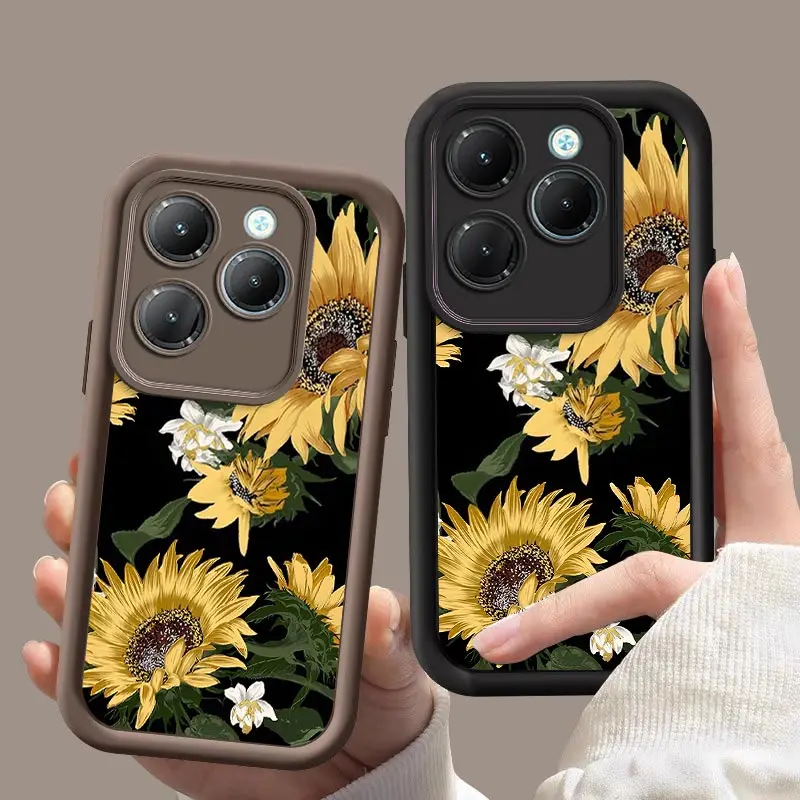 Hot40 Sunflower Silicone Phone Case For Infinix Hot 30i 30 Play 20 S 20i 12 11Play 10 9 8 Smart 8 7 6 Shockproof Cover