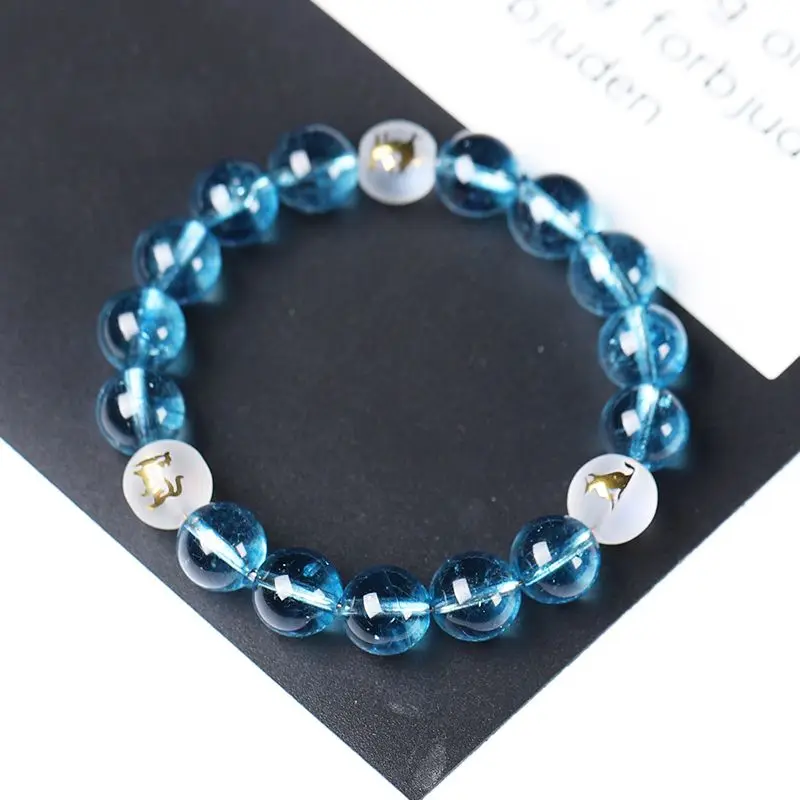 Original Zodiac Three-in-One Noble Bureau Blue Ghost Bracelet Navy Blue Treasure Auspicious Buddha Beads Bracelet Jewelry Gift