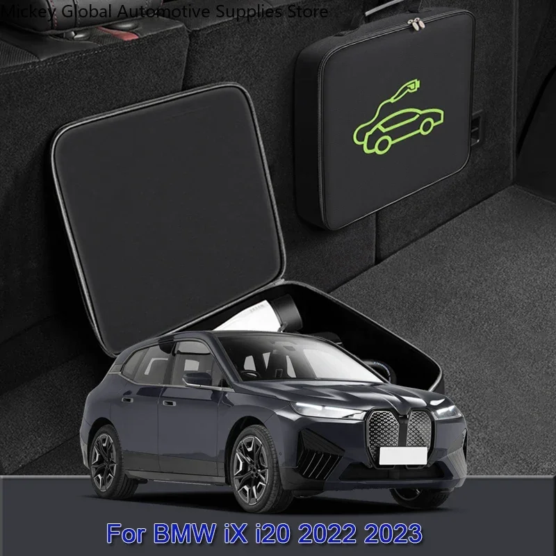 EV Car Charging Cable Storage Carry Bag Charger Plugs Sockets Waterproof Fire Retardant Auto Acccessory For BMW iX i20 2022-2025