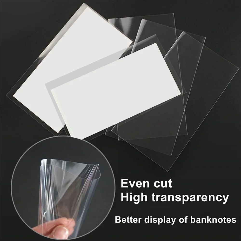 100PCS Clear Banknote Sleeves Paper Money Currency Collection Protector Bags Bill Holders for Souvenir Notes