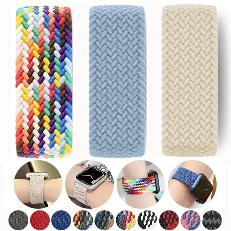 Strap for Apple Watch Band 44mm 40mm 45mm 41mm 42mm 38mm 49mm Braided Solo Loop Bracelet IWatch Series 9 8 7 Se 6 5 4 3 Ultra 2