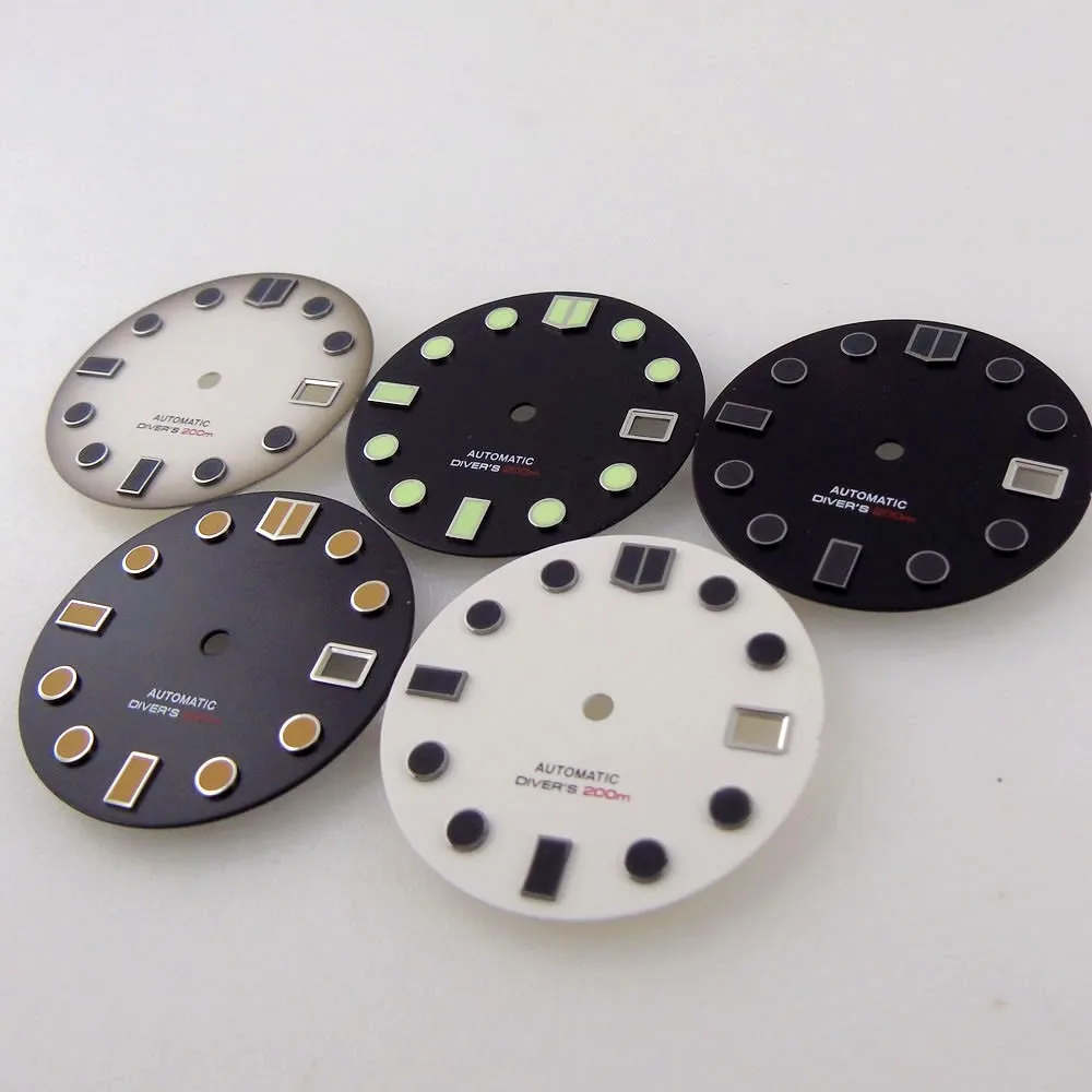 Retro 29MM Black White Dial Luminous Dial For Captain Willard Japan  NH35 NH36