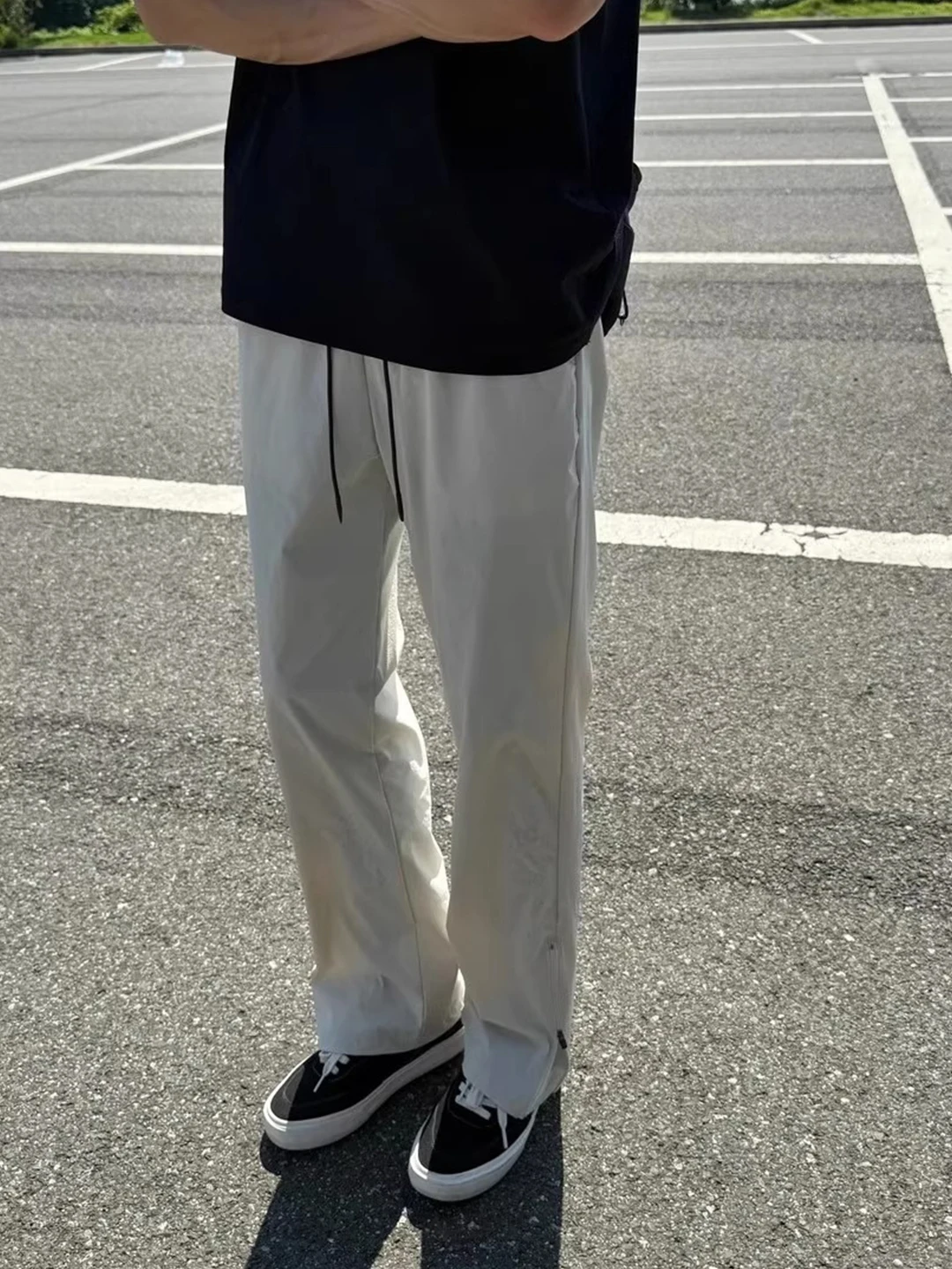 

Qui Dry Zipper Ice Silk Тонкие спортивные походные брюки для альпинизма ey Повседневные свободные брюки с прямыми штанинами Летние уличные мужские ...