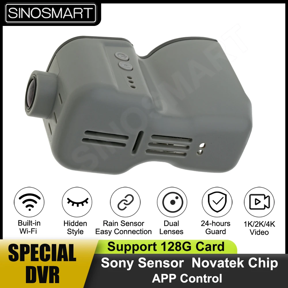 

SINOSMART Novatek 96658 Wi-Fi DVR for Audi A8 Q7 Deluxe Model Q5 A6L with Temperature and Humidity Sensor Control by App