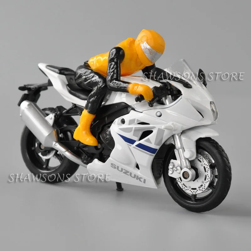 

1:18 Diecast Motorcycle Model Toys Suzuki GSX-R1000 Sport Bike Miniature Replica With Rider Figure