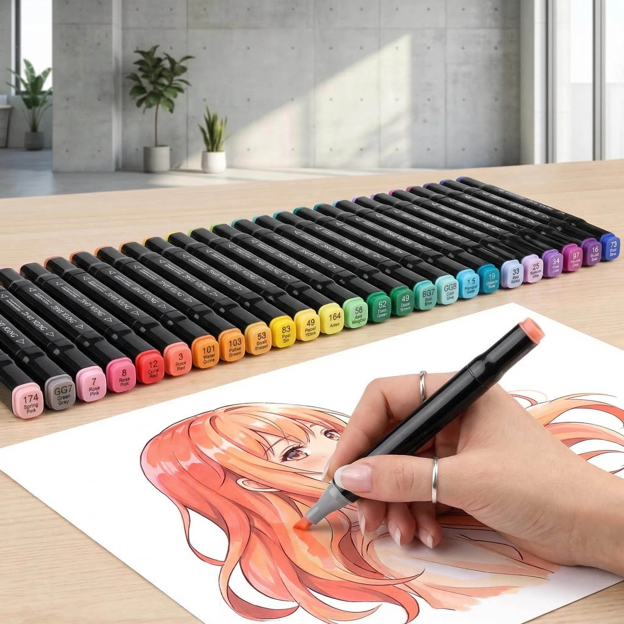 Double Head Oil Alcohol Marker Single Black Brush No. 120 Bulk Complementary Color Painting Art Supplies