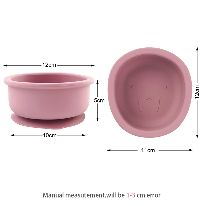 Mother Kids Silicone Cartoon Shape Baby Feeding Bowl Toddler Sucker Dishes Plate Baby Food Storage Bwol Baby Items