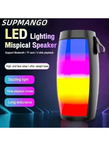 S12 Wireless Bluetooth Speaker Powerful Portable Subwoofer with LED Lights Car Audio Bass MP3 Player Sound System