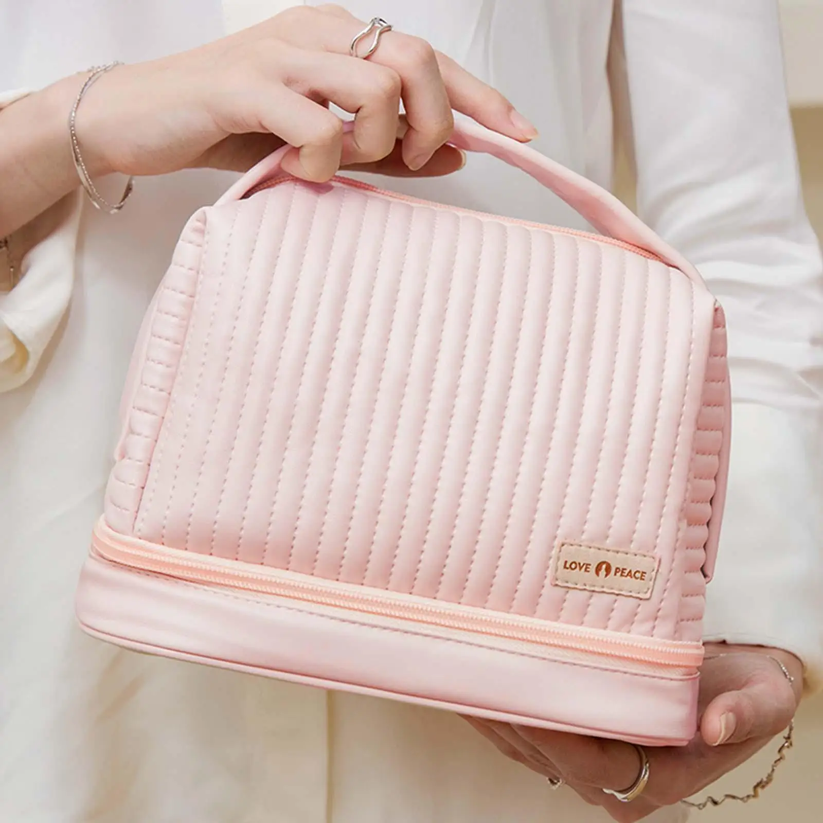 PU Leather Travel Toiletry Bag Makeup Brush Holder Organizer for outdoor