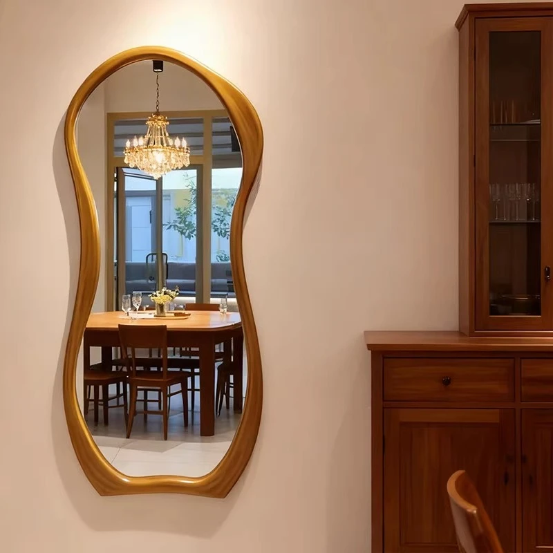 غرفة نوم الكورية نمط الفتيات مرآة جمالية كامل الجسم الطابق الدائمة سحابة كبيرة شبيغل العصا المنتجات المنزلية مرآة خشبية خمر #2