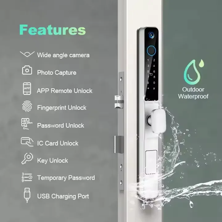 باب ألومنيوم HanDaily ذكي مقاوم للماء واي فاي باب ذكي إلكتروني رقمي للباب الزجاجي المنزلق