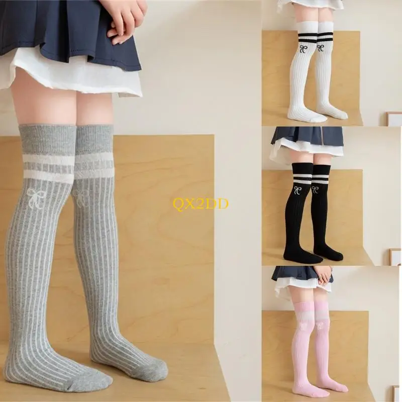 

QX2D Cotton Stockings Kids Over Knee Length Socks for School Daily Comfortable Soft Girls Knee Length Socks Solid Color