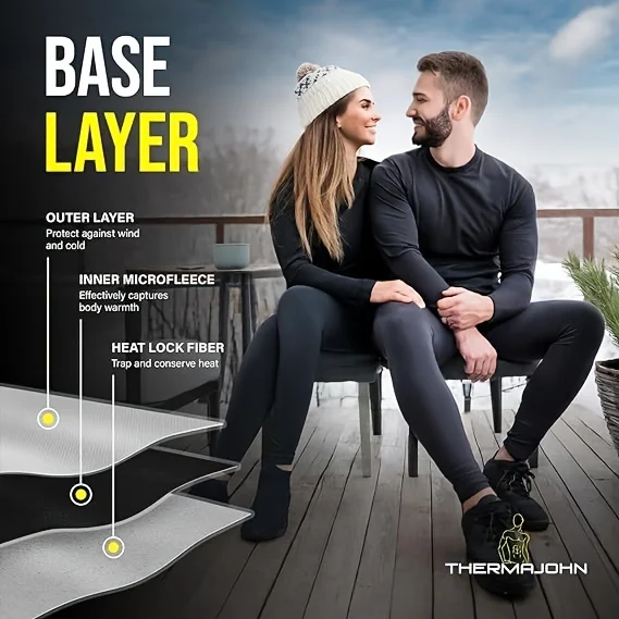 

2025: Мужской термобелье из трех частей, топ с длинными рукавами и круглым вырезом для катания на лыжах на открытом воздухе осенью и зимой.