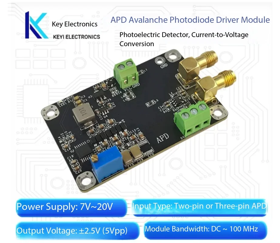 APD Avalanche Photodiode Driver Module - High-Speed Photodetector IV Converter & Transimpedance TIA Amplifier