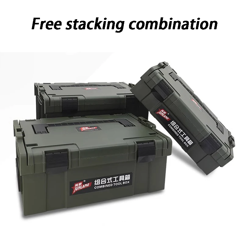 

Stackable Toolbox Handheld Hardware Tool Storage Box Car Mounted Repair Tool Organizer Boxes Free Combination Tools Suitcase
