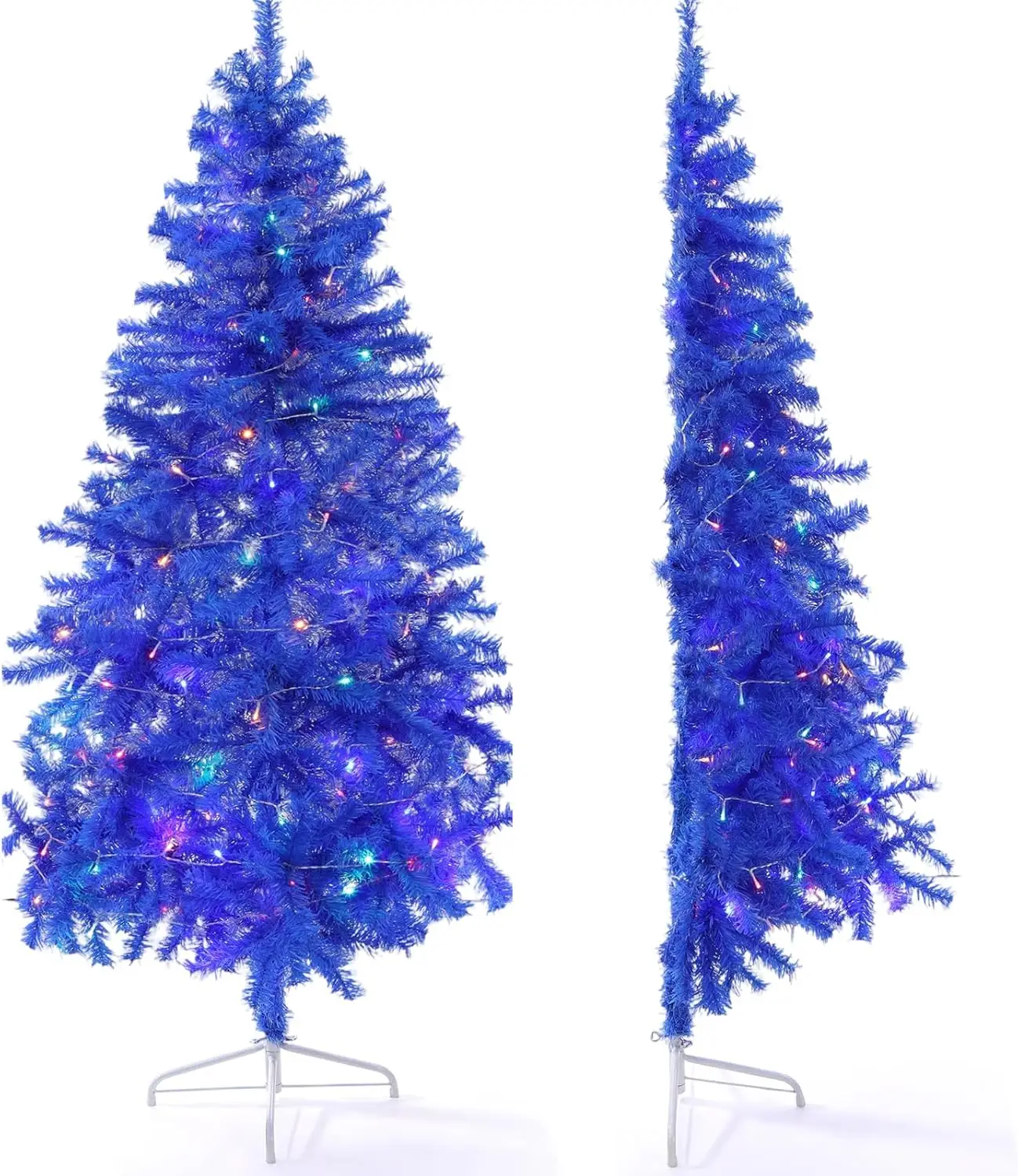 

4ft Pre-lit Artificial Christmas Tree with LED Lights & Metal Stand (Blue) for Indoor Holiday Decor