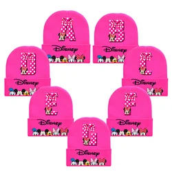 Mickey Minnie Mouse Knitted Hat Cartoon Anime Girls Cold Caps Pop Headdress Simple Wool Warm Pink Hats Kids Winter Birthday Gift