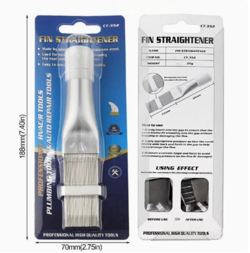 Repair Tool Coil Comb Household Cleaning Stainless Steel Condenser Radiator Fin Brush Cleaner Air Conditioner Fin Cleaning Comb