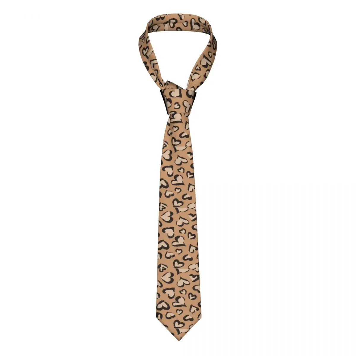 

Leopard Brown Heart Necktie Men Women Skinny Polyester 8 cm Narrow Brown Neck Ties for Shirt Accessories Cravat Wedding Business