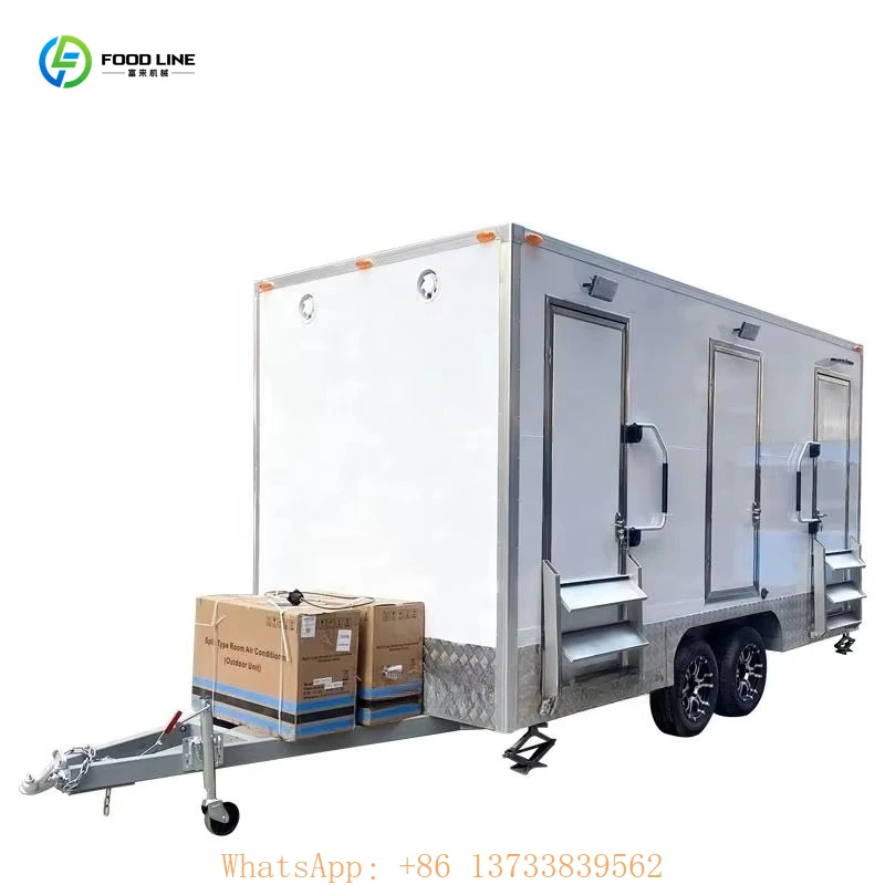 Customized Luxury Mobile Toilet Trailer European Design Portable Shower Outdoor Bathroom Sandwich Panel