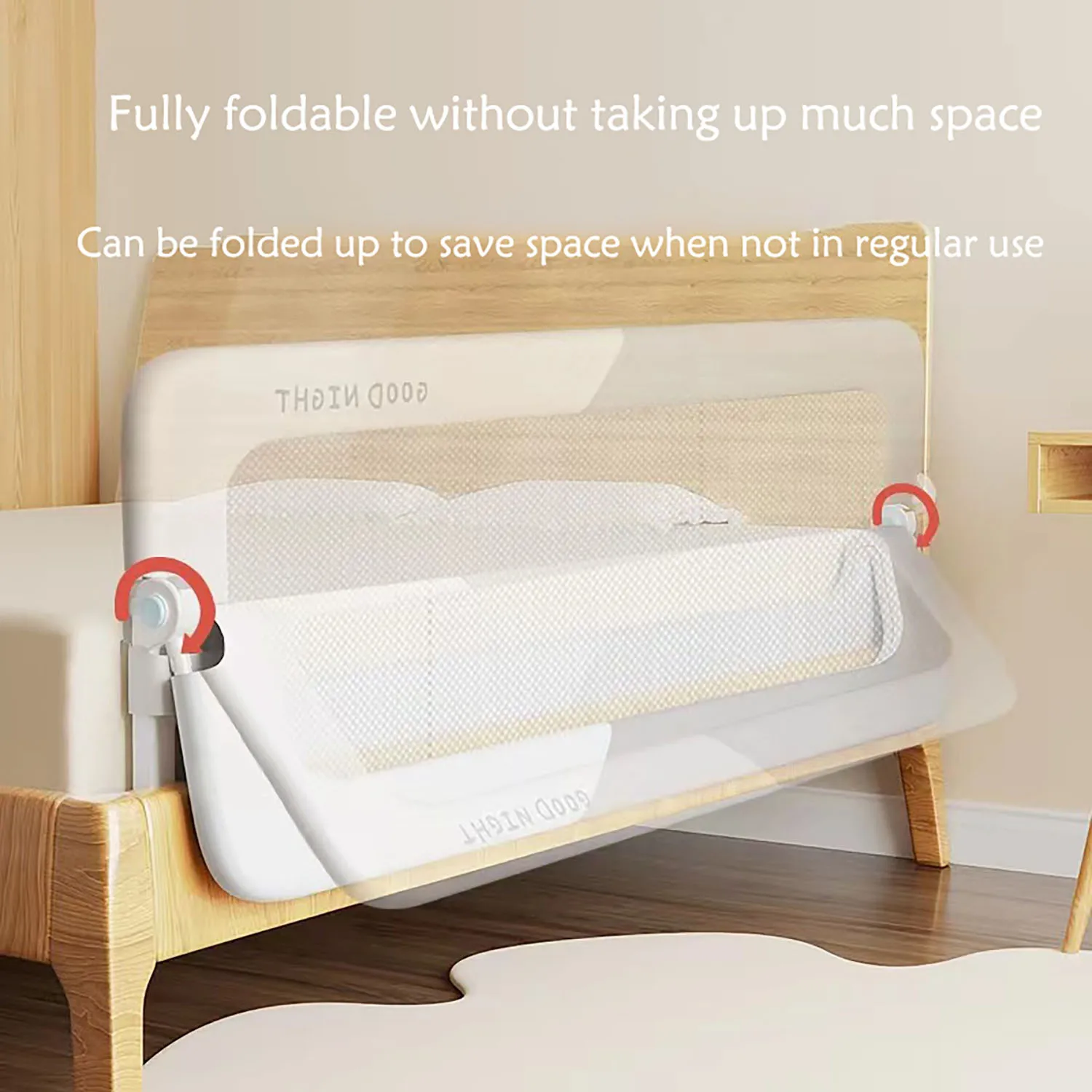 80cm Baby Bed Guardrails Fence Guard Rails Anti-fall Bedside Blocking Travel Folding Children Convenient Guardrail Single-sided