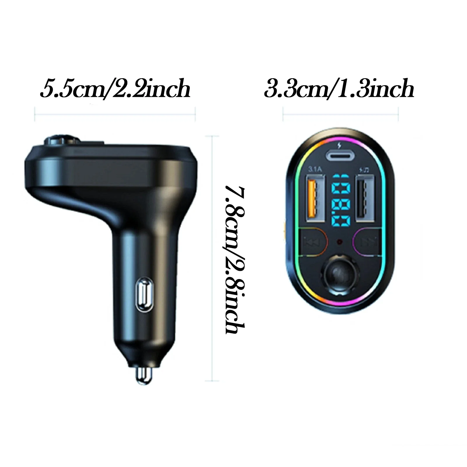 سيارة شحن سريع بلوتوث 5.0 FM الارسال استقبال الصوت اللاسلكي سيارة مشغل MP3 25 واط PD نوع-C ميناء كابل شحن #6