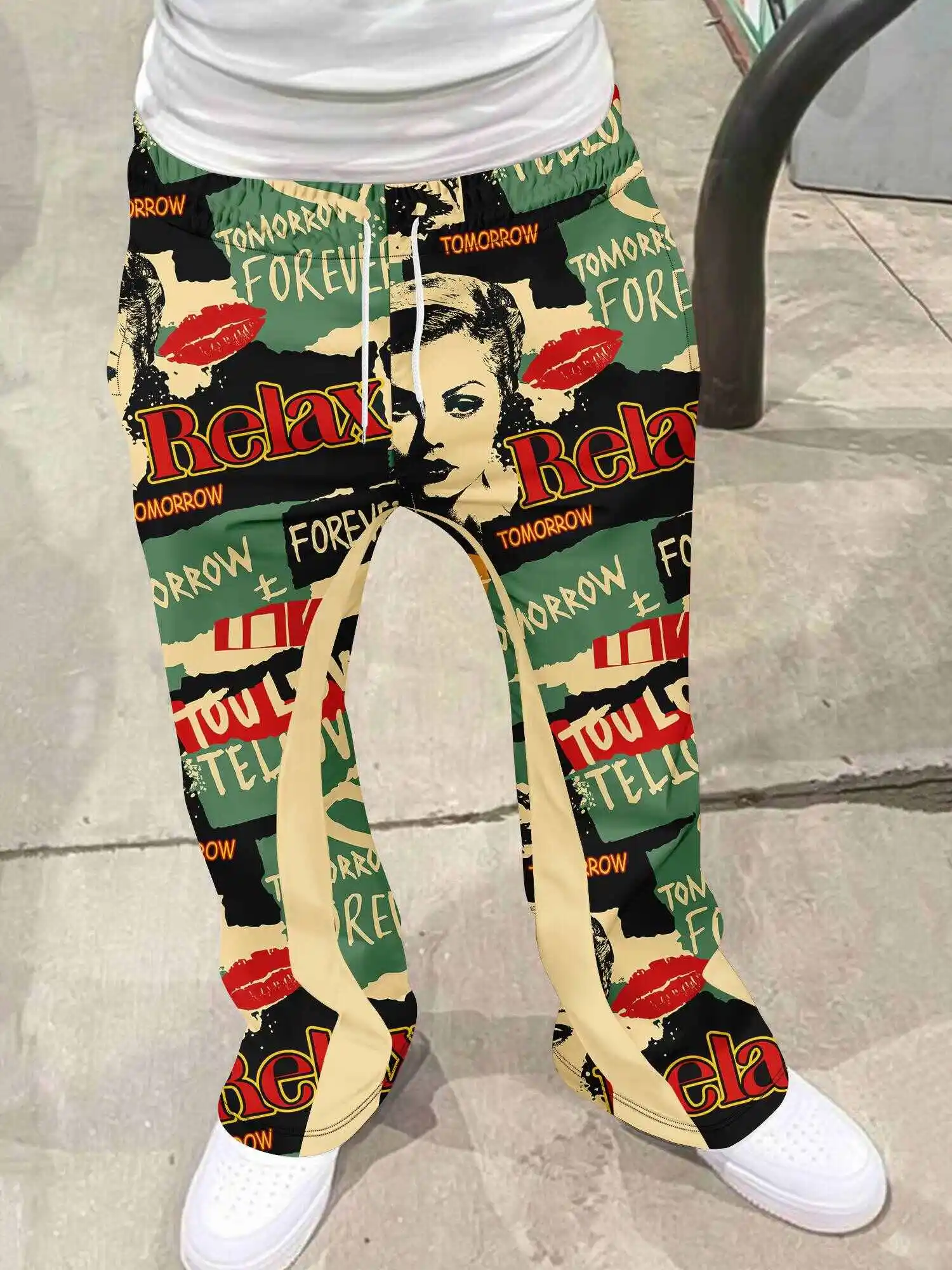 

Y2k Flared Pants Men Loose 3D Print Trousers Casual Sweatpants Mid Waist Sporty Female Clothes Streetwear Hip Hop Vintage Pants