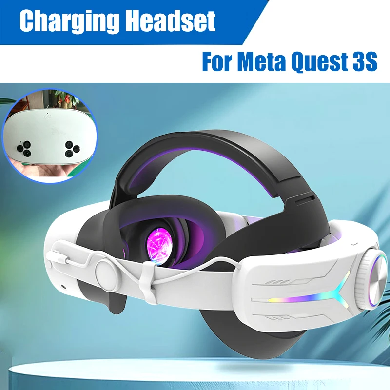 Charging Headset For Meta Oculus Quest 3S 12000mAH Battery Head Strap Elite Headstrap For Quest 3S VR Accessories