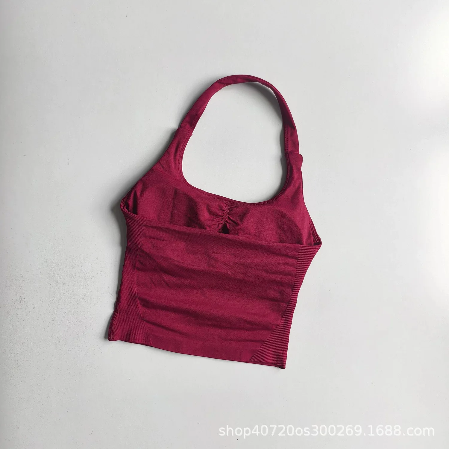 DFHKN Logo Dames Naadloze Halter Yoga Crop Top Hoge Elastische Sportbeha Fitness Workout Gym Hardlopen Ademend Activewear Tanktop