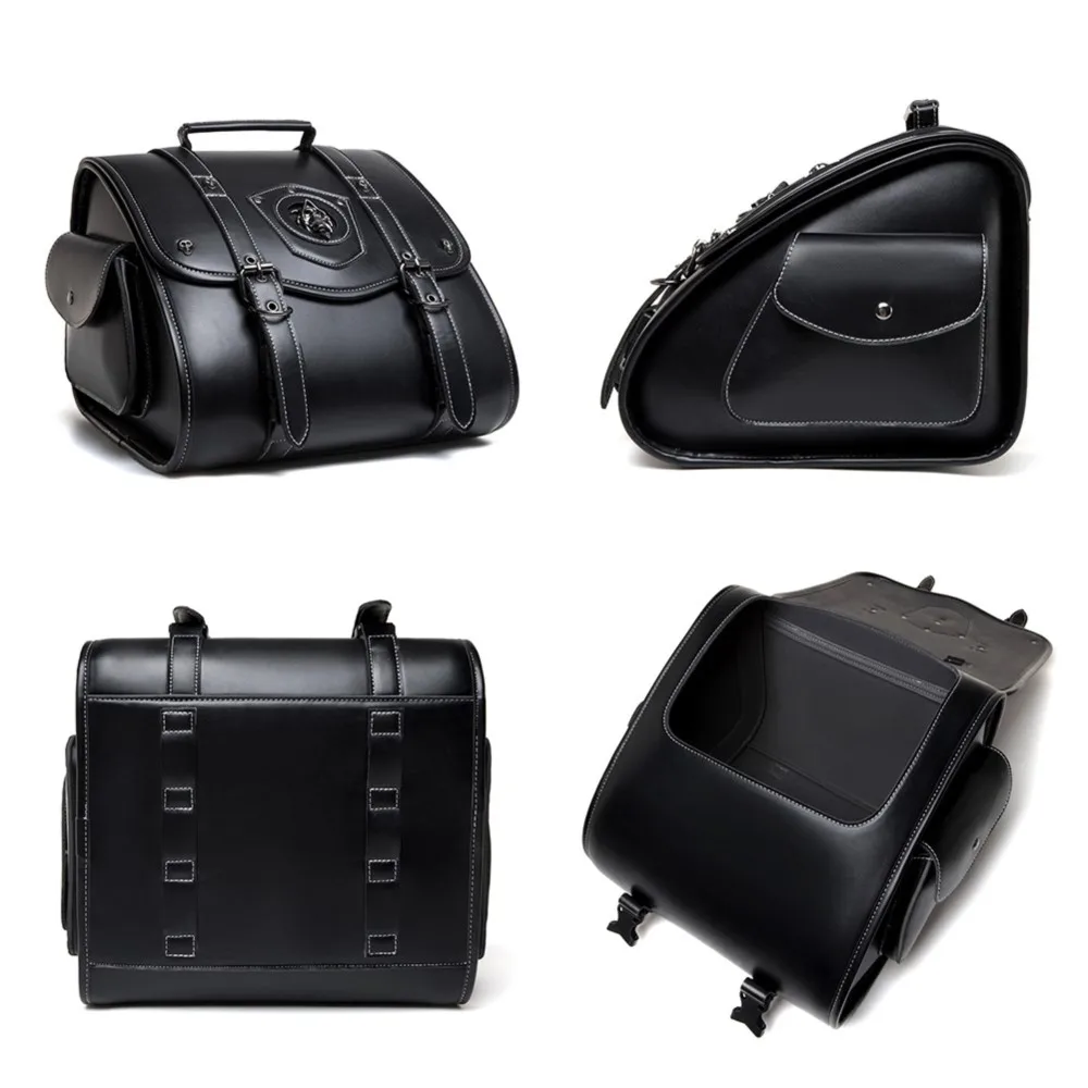 الرجعية دراجة نارية حقيبة المقعد الخلفي بولي Leather الجلود العالمي دراجة نارية الذيل حقيبة التخزين Splashproof موتو المقعد الخلفي حقيبة تخزين أداة 31L