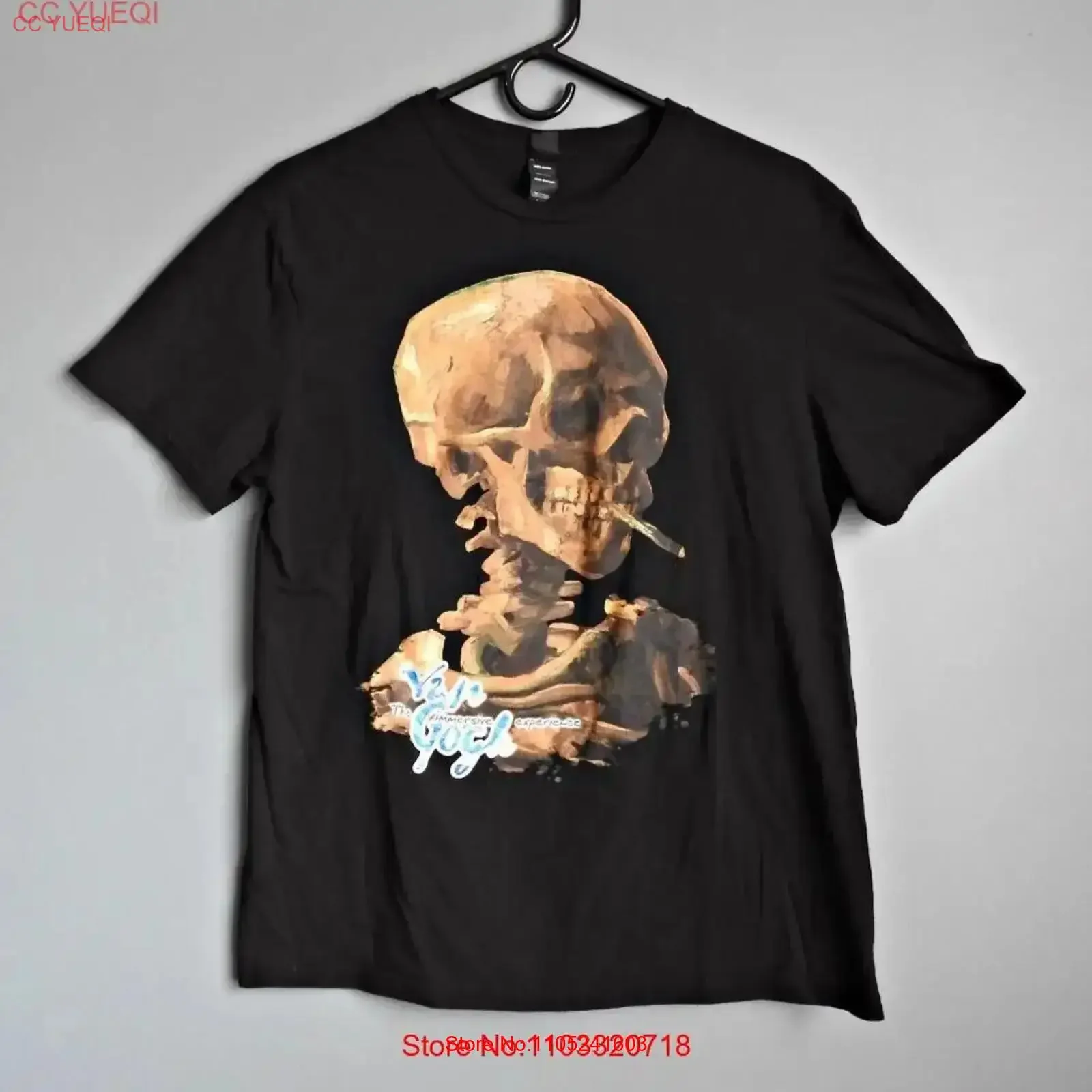 Vincent Van Gogh Immersive Experience T Shirt Smoking Skull Artist Artwork M vintage Washed Top For Everyday Wear