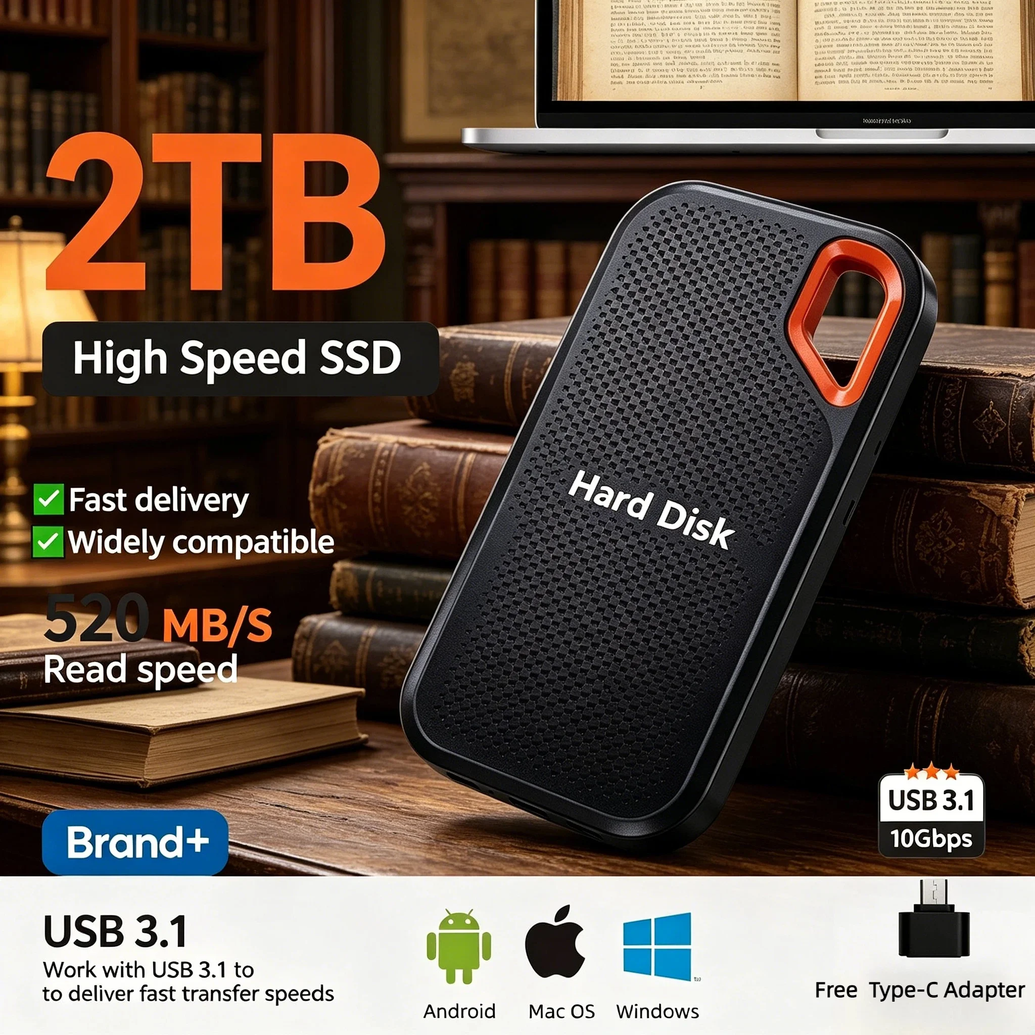 

Original E61 USB 3.1 2TB SSD Portable External Hard Disk High Speed Mobile Storage For PC Laptop PS5 Console Large Capacity Max