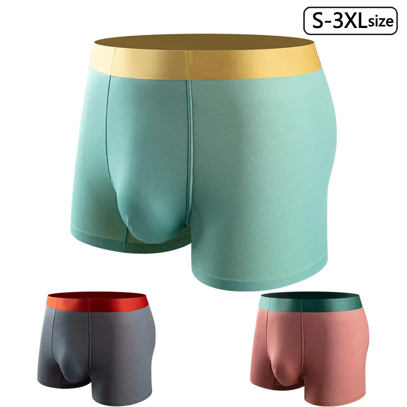 3 conjunto seluar dalam elastik lelaki bernafas seluar rata warna murni yang baik