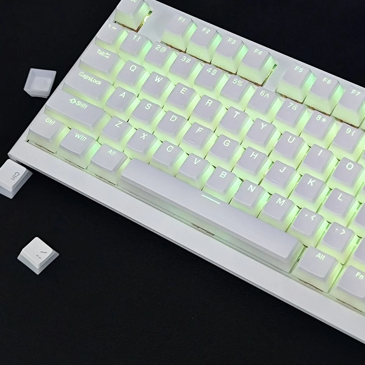 OEM Profile White Pudding PBT Double Shot Keycaps 129 Key Shine Through Keycap for Cherry MX Switches Gaming Mechanical Keyboard