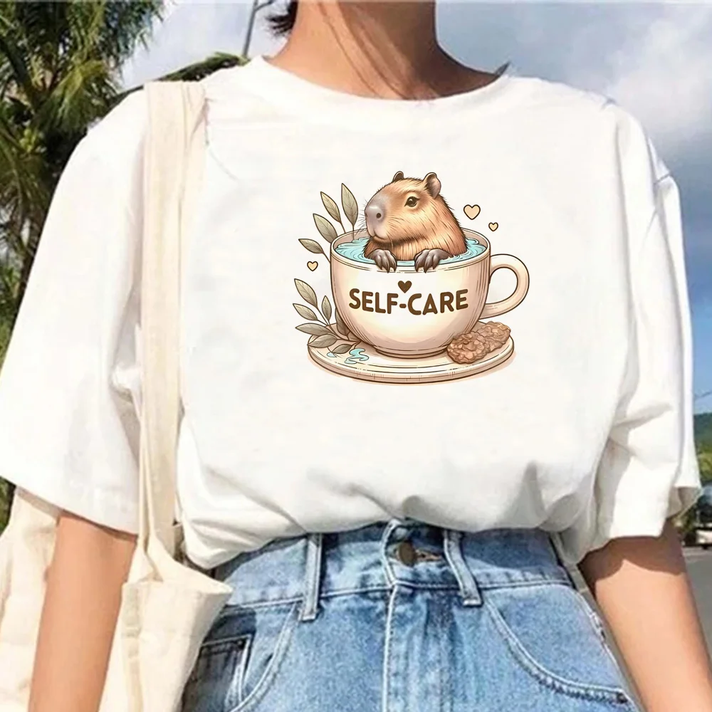 

Capybara t-shirts women comic manga t-shirts female streetwear graphic harajuku clothes