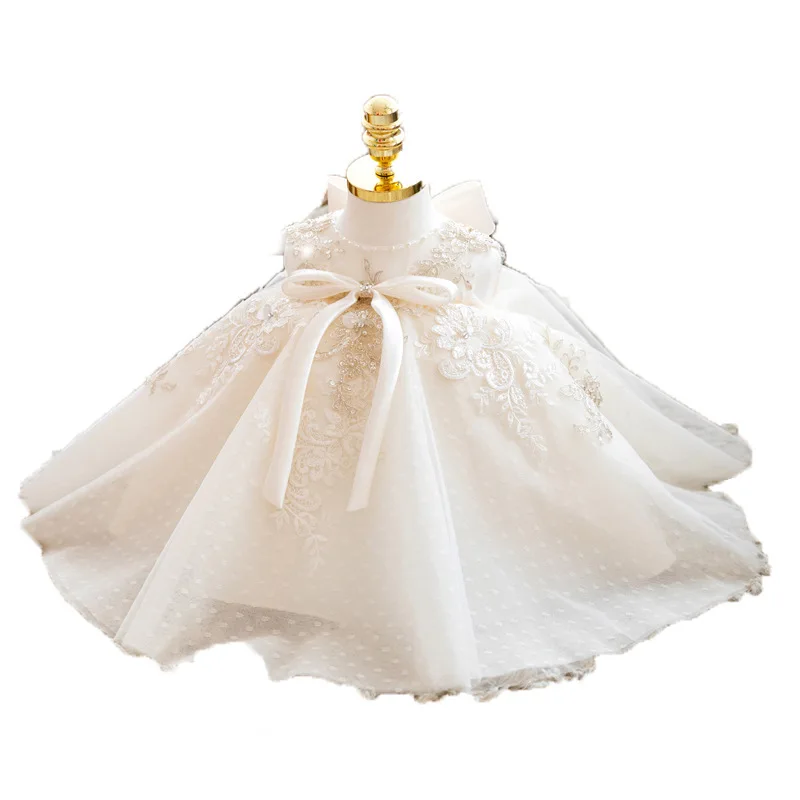 White Birthday Princess Dress Flower Girl Wedding Little Girl Piano Performance Evening Dress Summer Fashion Fashion Versatile