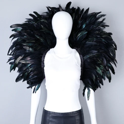 Imagen 2 del producto Bufanda de plumas de lujo Cosplay diseñador Punk Halloween carnaval bola enmascarada accesorio de fiesta ropa elegante para ocasiones festivas