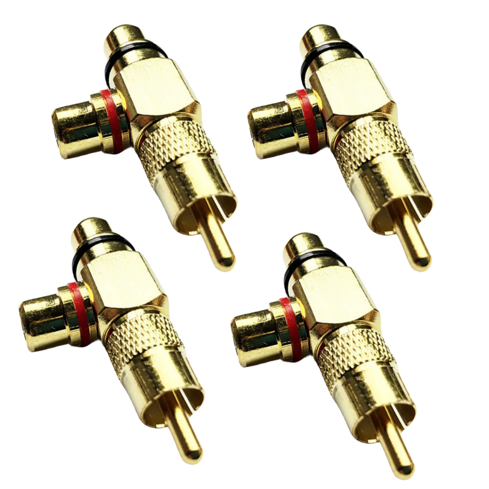 4Pcs/lot Copper Audio Splitter Plug RCA 1 Male To 2 Female AV Socket Connector Adapter T Plug RCA 3-Way Plug R Connector Jack