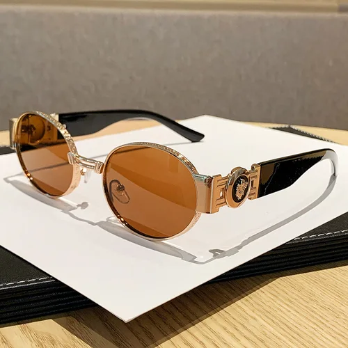 Imagen 1 del producto Nuevas Gafas De Sol ovaladas Vintage con marco De Metal, Gafas De Sol De diseñador De lujo para Mujer, Gafas De Sol para hombre, Gafas UV400, Gafas De Sol para Mujer