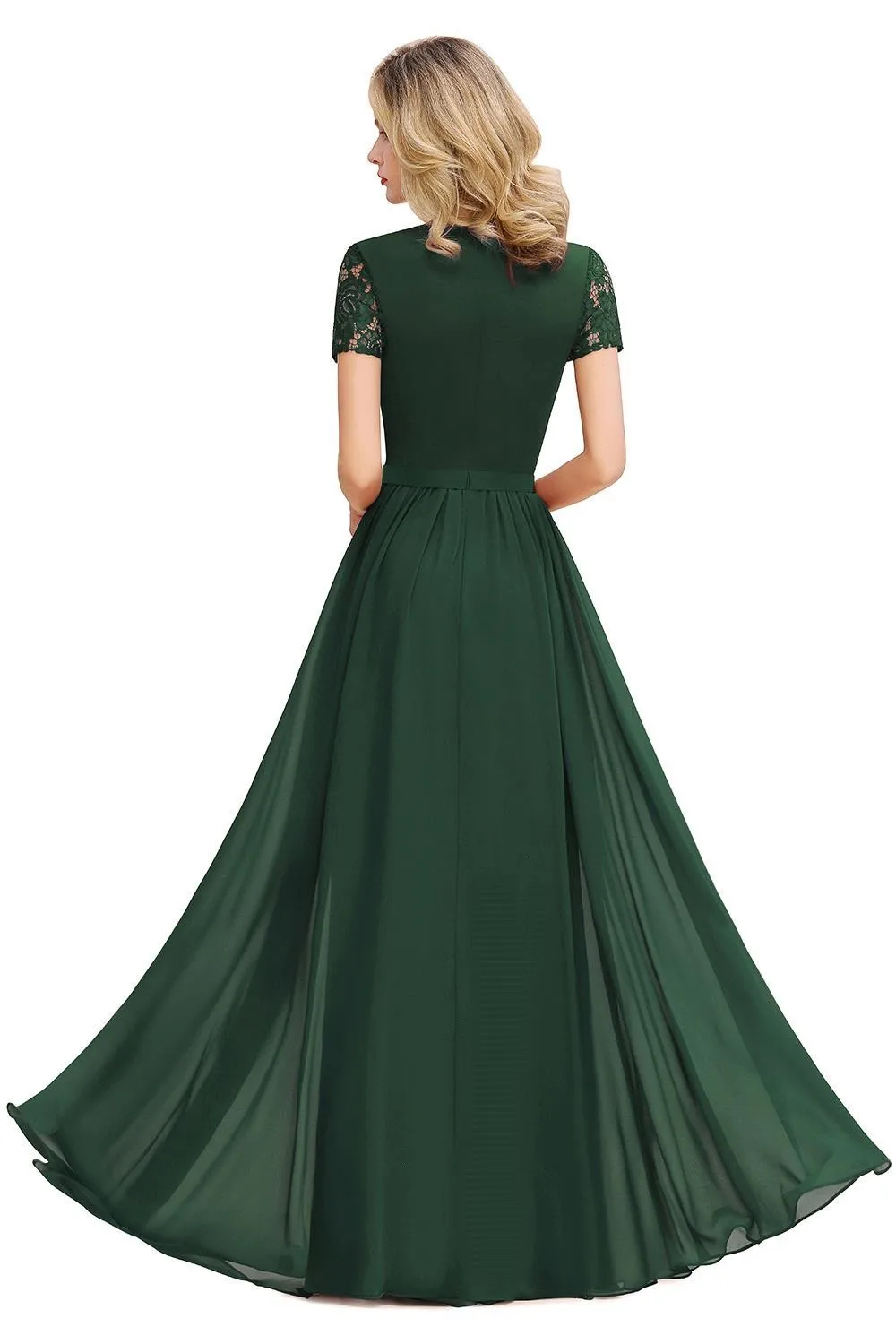 2024 Chiffon Long Bridesmaid Dresses Lace A Line O Neck With Sashes Wedding Guest Evening Party Gown Vestido De Fiesta Green