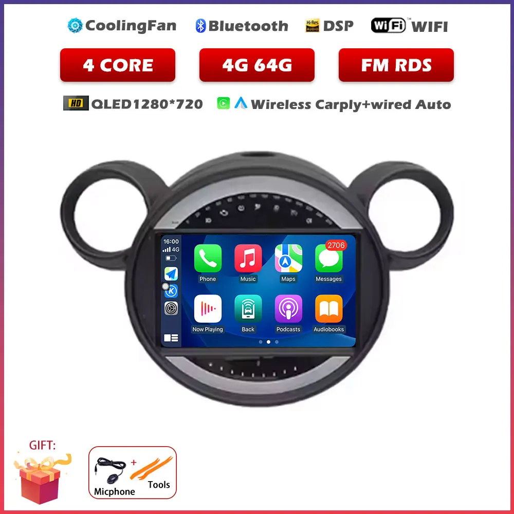 Voor BMW Mini Cooper Countryman R56 R60 2011-2013 Android 16 Auto Carplay Auto GPS Navigatie Stereo Multimedia Speler Scherm gereedschap