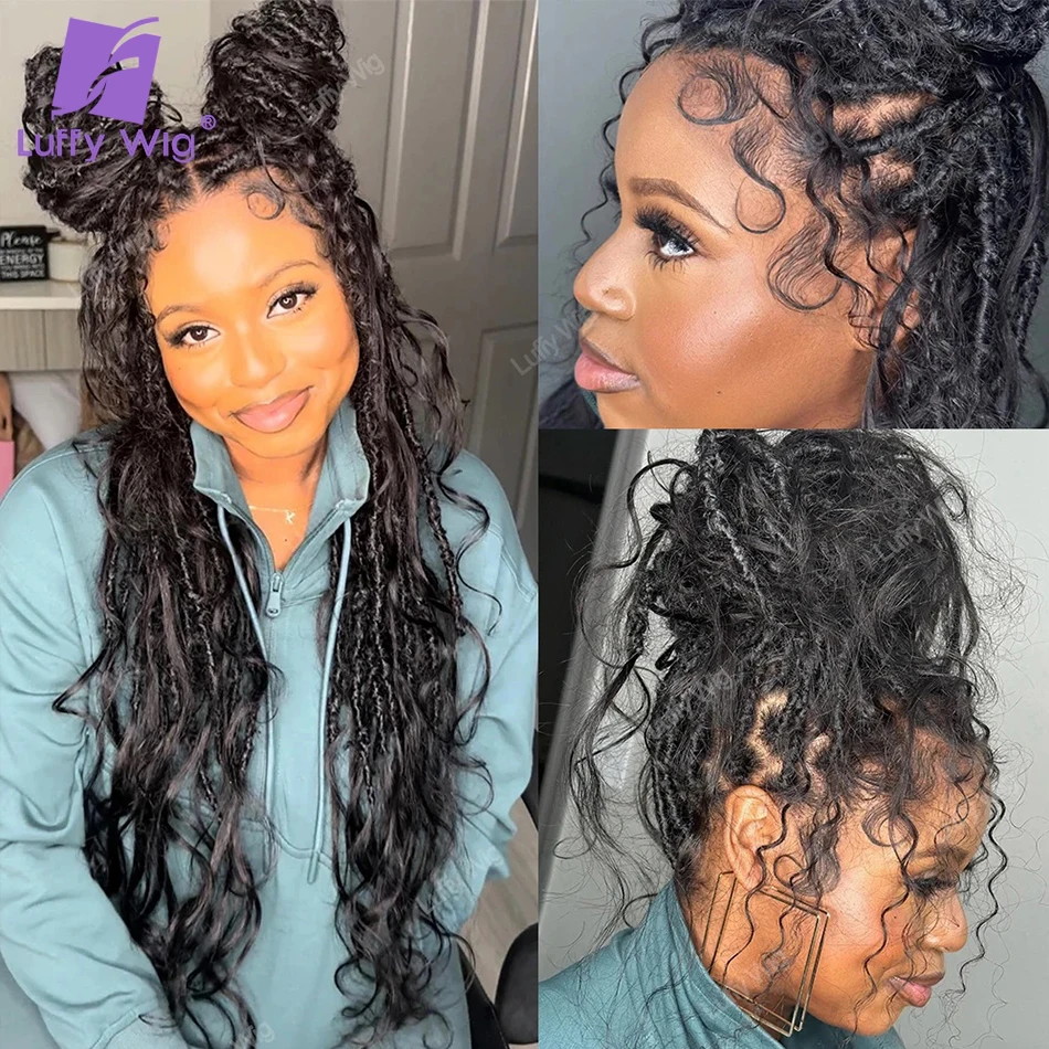 Body Wave Gehaakte Boho Locs Met Mensenhaar Krullen Pre-Lused Synthetische Dreadlocks Vlechten Hair Extensions Voor Zwarte Vrouwen Luffy