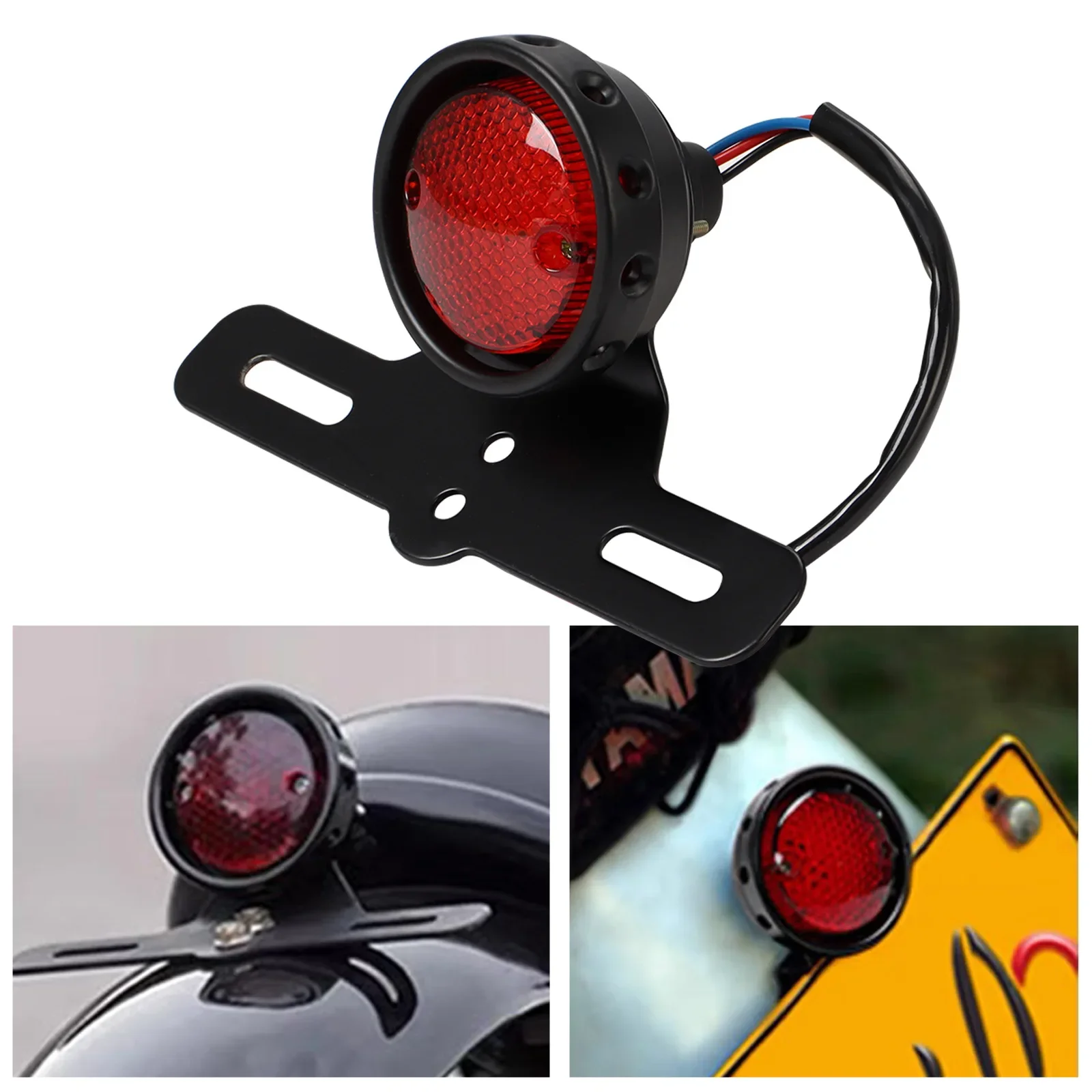 

LED light motorcycle retrofitted with retro taillight tail light license plate brake lights