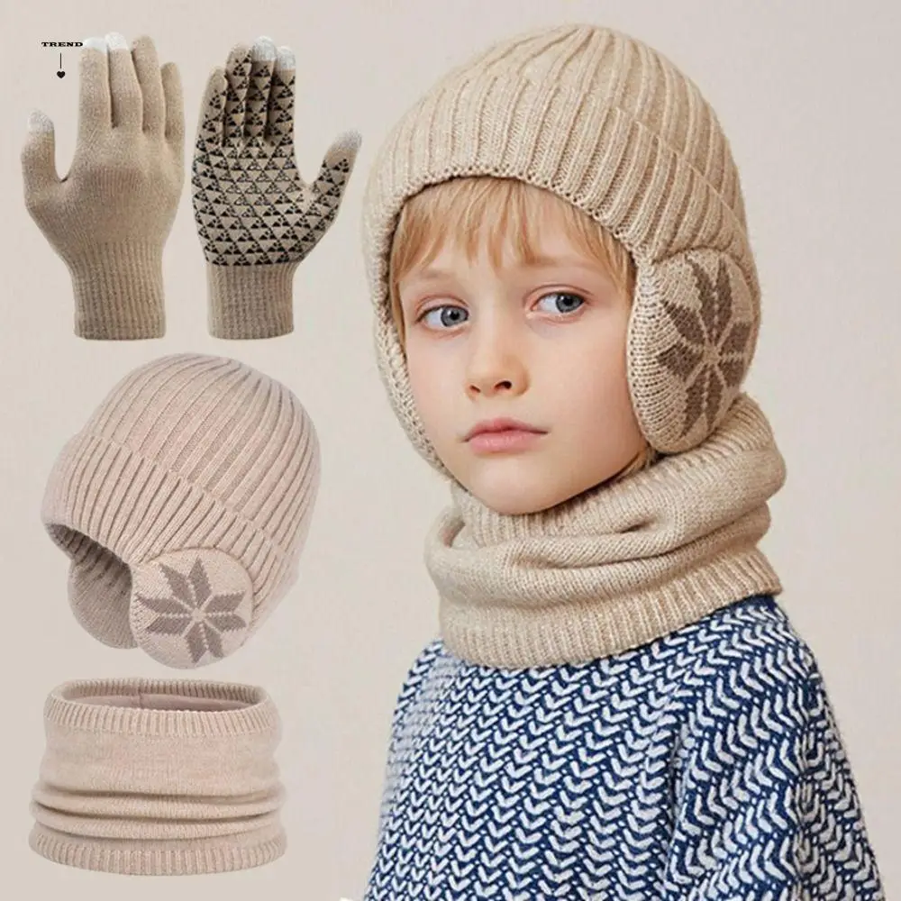 3 قطعة/المجموعة بلون قبعة وشاح قفازات مجموعة إيرفلاب Coldproof بلوفر شتوي قبعة يندبروف أفخم لمس قفازات الشارع الشهير